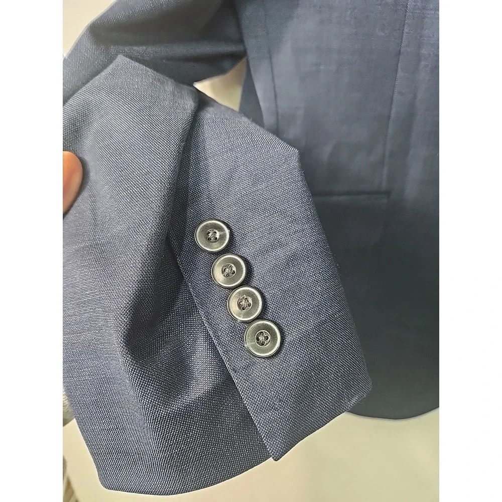 JOS‎ A BANK Mens Blue Wool Blend Sport Coat Suit Jacket Blazer SLIM FIT 44R